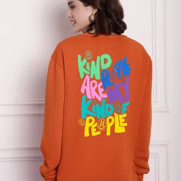 Imsa Moda Typographic Printed Fleece Oversized Longline Pullover Sweatshirt-image-6