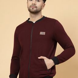 Rigo Mock Collar Ribbed Fleece Front-Open Sweatshirt-11