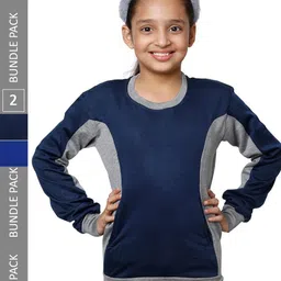 IndiWeaves Girls Pack Of 2 Colourblocked Fleece Sweatshirt-picture-48
