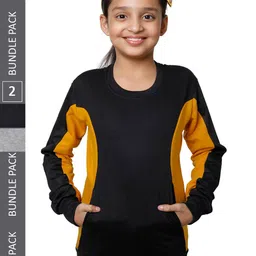 IndiWeaves Girls Pack Of 2 Colourblocked Fleece Sweatshirt-picture-35