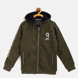 Monte Carlo Boys Olive Green Printed Hooded Sweatshirt-image-98