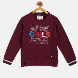 Monte Carlo Girls Burgundy & White Printed Sweatshirt-image-42