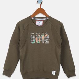Monte Carlo Boys Olive Green Printed Cotton Sweatshirt-image-89