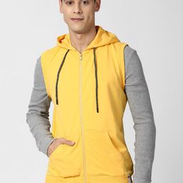 Peter England Hooded Sleeveless Front Open Sweatshirt-picture-4