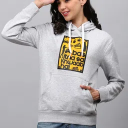 Campus Sutra Women Grey Graphic Printed Hooded Sweatshirt-image-49