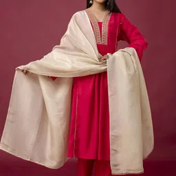 Chandbaali V-Neck Regular Gotta Patti A-Line Kurta with Trousers & Dupatta-picture-48