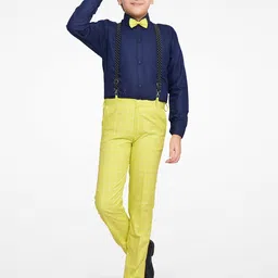 Jeetethnics Boys Yellow & Navy Blue Shirt with Trousers-picture-31