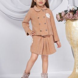 Peppermint Girls Shirt Collar Coat & Skirt-image-20