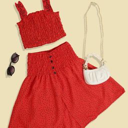 BAESD Girls Printed Shoulder Straps Top With Skirt-image-86