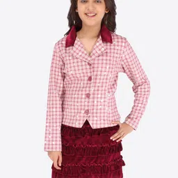 CUTECUMBER Girls Maroon & White Printed Top with Skirt-image-30