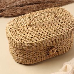 HABERE INDIA Beige Handcrafted  Seagrass Storage Basket-55