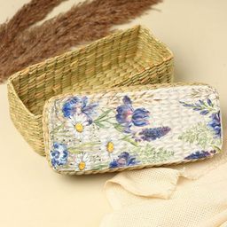 HABERE INDIA Green Printed Seagrass Storage Basket-10