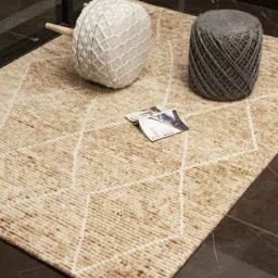 Yellow Abstract Wool 5x8 Feet Hand Woven Carpet by The Woven Legacy-picture-6