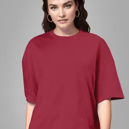 Huetrap Drop Shoulder Sleeves Round Neck Cotton Boxy T-shirt-picture-48