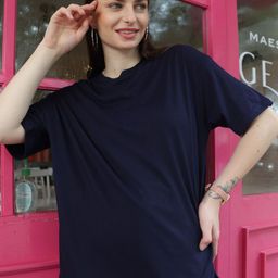 TITTLI Round Neck Short Sleeves Pure Cotton Oversized T-shirt-image-57