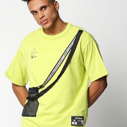 WAIMEA Men Lime Green Drop-Shoulder Sleeves Boxy T-shirt-image-62