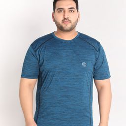 CHKOKKO Plus Men Turquoise Blue Solid Dri-FIT Regular T-shirt-image-27