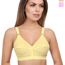 Eve's Beauty Pack Of 2 Floral Self Design Full Coverage Minimizer Bra With Side Shaper-picture-9