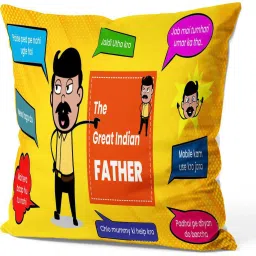 (Oc-05) Indian Father Funny Quote Printed Cushion Cover With Filler (12x12in) Microfibre Quotes Cushion Pack of 1-image-40