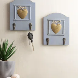 Aapno Rajasthan Blue Set of 2 Solid Hook Key Holder-0