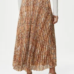 Marks & Spencer Abstract Printed Pleated Flared Maxi Skirt image 2