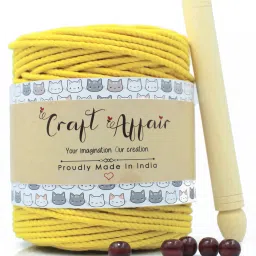 | 3ply Twisted Cotton Macrame Cord (100 M, 3mm) | Craft, DIY - Lemon Yellow Lemon Yellow-24
