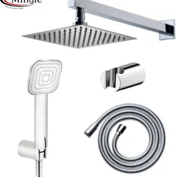 Mingle Ultra Slim Shower 12 Inch With 21 inch Square Arm (CUBO Hand Shower) Rain Shower Rainfall-12