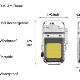 gaurinandan 2in1 Dual Arc Windproof Flameless Cigarette Lighter with Torch USB Rechargeable USB Rechargeable 2in1 Dual Windproof Flameless Cigarette Lighter with Torch Pocket Lighter image 4