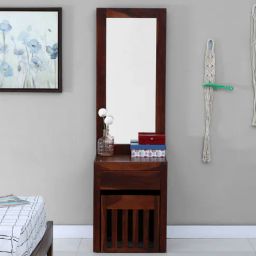 woodsworth from pepperfry Eva Sheesham Wood Dresser in Honey Oak Finish With Stool-picture-11