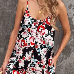 StyleCast Red Printed Shoulder Straps Basic Jumpsuit image 2