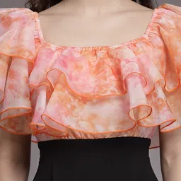 KASSUALLY Orange & Black Basic Jumpsuit with Ruffles image 2