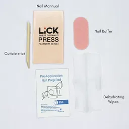 LICK 12 Pcs Matte Blue Artificial Stick On Nails With Application Kit image 2