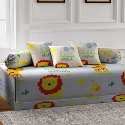Arrabi Set of 6 Cartoon Characters Printed Diwan Set image 4