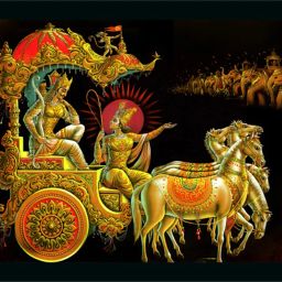 Krishna Arjun Mahabharat Rath Photo Frame Digital Reprint 20 inch x 14 inch Painting-image-16