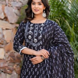 Chandbaali Ethnic Motifs Printed Regular Kurta with Trousers & Dupatta image 2