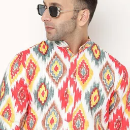 Hangup Men White Printed Kurta with Pyjamas image 3
