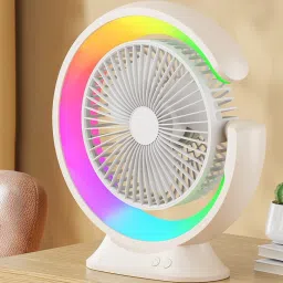 Sampri USB Rechargeable Fan with 21 SMD LED Light Mini Table Fan USB Fan-4