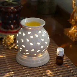 Diffuser Set Ceramic Electric Diffuser Ethenic Mtaki Oil Burner With 10 ml Rose Aroma Oil, Diffuser Set-46