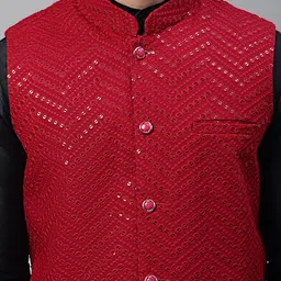 Jompers Mandarin Collar Embroidered Sequins Nehru Jacket image 4