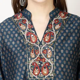 FFU Ethnic Motifs Printed Regular A-Line Kurti With Trousers & Dupatta image 2