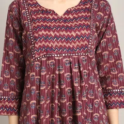 Rajnandini Floral Printed Regular Mirror Work A-Line Kurta With Trouser With Dupatta image 3