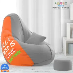 XXXL PatternPuff Bag With Free Cushion and Puffy , All I Need Is Bohot Paise Teardrop Bean Bag With Bean Filling-image-63