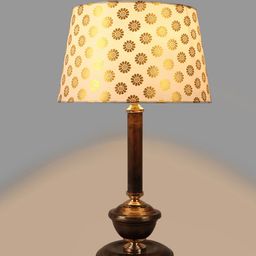 foziq Copper-Coloured & White Printed Table Lamp image 3