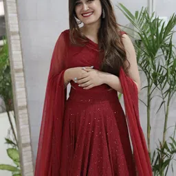 FABPIXEL Embroidered Sequinned Semi-Stitched Lehenga & Unstitched Blouse With Dupatta image 5