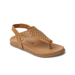 Elle Textured T-Strap Flats With Backstrap & Laser Cuts image 2