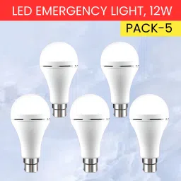 12W Rechargeable Inverter LED Bulb with Upto 4H.Power Cut Lighting Pack of_5Z367 4 hrs Bulb Emergency Light-image-24