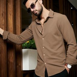 Campus Sutra Classic Self Design Spread Collar Casual Shirt-image-46