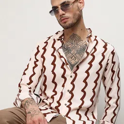 Campus Sutra Off White Classic Abstract Printed Casual Shirt-image-37