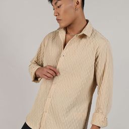 Campus Sutra Comfort Self Design Textured Spread Collar Shirt-picture-32