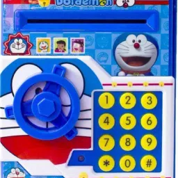 Doraemon Money Safe Bank ATM Electronic Changeable Password Lock Digital Savings & Piggy Bank for Coin/Bills (Blue) Coin Bank-image-72